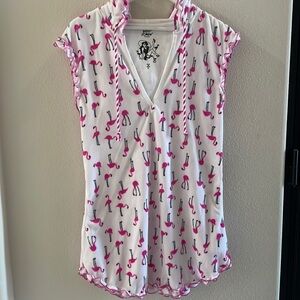Betsey Johnson White and Pink Swim Coverup